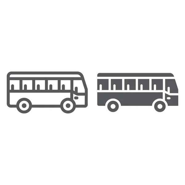Buslinie und Glyphen-Symbol, Transport und Transport, Verkehrszeichen, Vektorgrafik, ein lineares Muster auf weißem Hintergrund. — Stockvektor