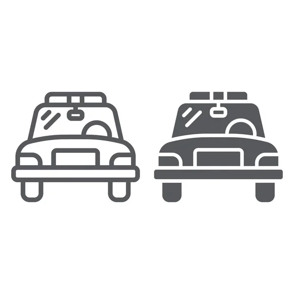 Politie auto lijn en glyph icoon, voertuig en auto, Sheriff auto teken, vector graphics, een lineair patroon op een witte achtergrond. — Stockvector