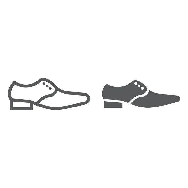 Linha de sapatos de homem e ícone de glifo, roupas e calçados, sinal de sapatos formal, gráficos vetoriais, um padrão linear em um fundo branco . — Vetor de Stock