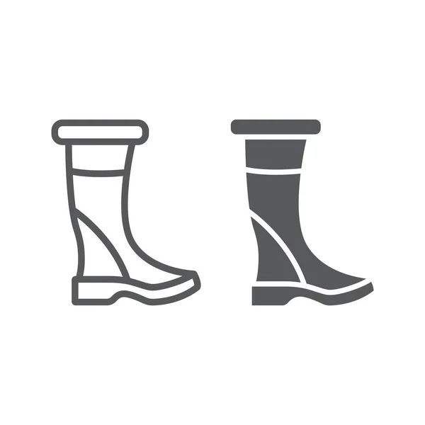 Bottes femme ligne et glyphe icône, chaussures et de la mode, chaussures signe, graphiques vectoriels, un motif linéaire sur un fond blanc . — Image vectorielle