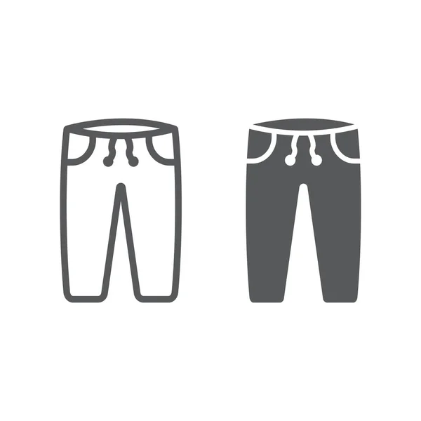 Sweatpants line and glyph icon, clothes and sport, pants sign, vector graphics, a linear pattern on a white background. - Stok Vektor
