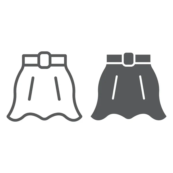 Ligne de jupe et icône de glyphe, vêtements et femme, signe de jupe évasée, graphiques vectoriels, un motif linéaire sur un fond blanc . — Image vectorielle
