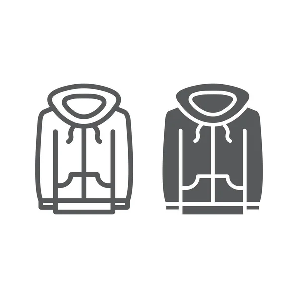 Linha de camisola e ícone de glifo, roupas e esporte, sinal de capuz, gráficos vetoriais, um padrão linear em um fundo branco . — Vetor de Stock