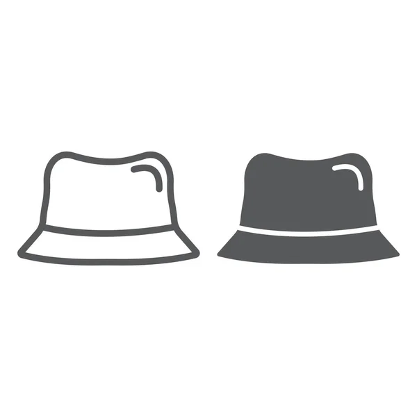 Panama hat line and glyph icon, ropa y accesorios, cap sign, gráficos vectoriales, un patrón lineal sobre un fondo blanco . — Vector de stock