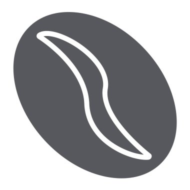 Kahve çekirdeği glyph simgesi, kahve ve bitki, tohum işareti, vektör grafik, beyaz bir arka plan üzerinde sağlam bir desen.