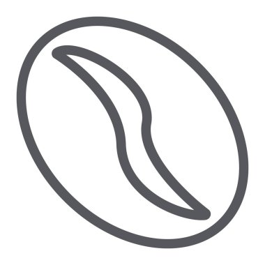 Kahve çekirdeği çizgi simgesi, kahve ve bitki, tohum işareti, vektör grafikleri, beyaz arka plan üzerinde doğrusal bir desen.