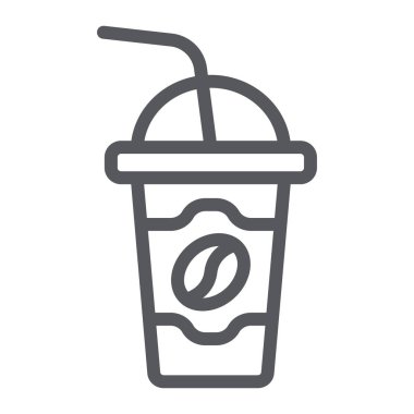 Latte satır simgesi, kahve ve içecek, coffe fincan işareti, vektör grafik, beyaz bir arka plan üzerinde doğrusal bir desen gitmek.