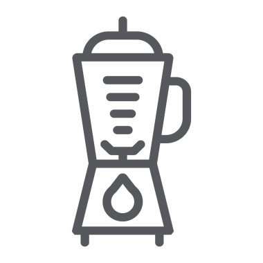 Blender çizgi simgesi, mutfak ve ekipman, mikser işareti, vektör grafikleri, beyaz arka plan üzerinde doğrusal desen.