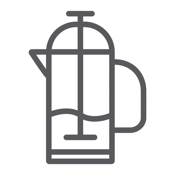 Francouzská tisková ikona, kuchyně a nápoje, značka hrnce, vektorová grafika, lineární vzorek na bílém pozadí. — Stockový vektor