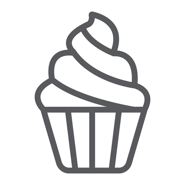 Εικονίδιο γραμμής κέικ, γλυκό και φαγητό, σύμβολο μάφιν, διανυσματικά γραφικά, ένα γραμμικό μοτίβο σε λευκό φόντο. — Διανυσματικό Αρχείο