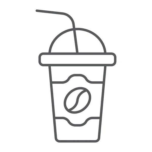 Latte para ir ícone de linha fina, café e bebida, sinal de xícara de café, gráficos vetoriais, um padrão linear em um fundo branco . —  Vetores de Stock