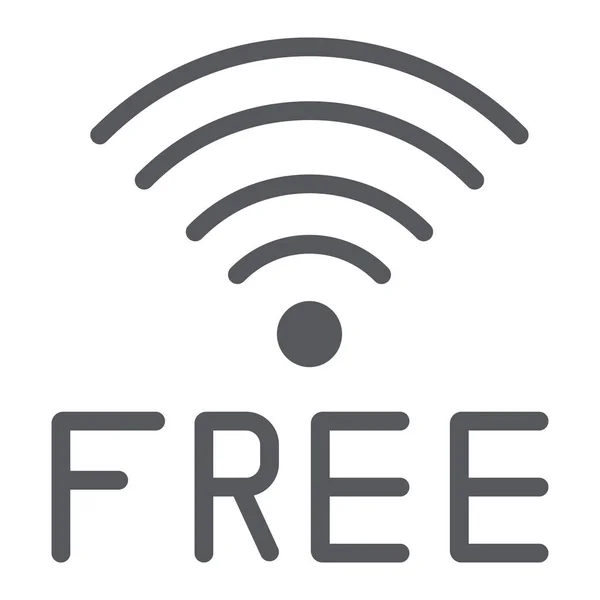 Icono de glifo wifi gratuito, señal y conexión, señal de Internet inalámbrica, gráficos vectoriales, un patrón sólido sobre un fondo blanco . — Vector de stock