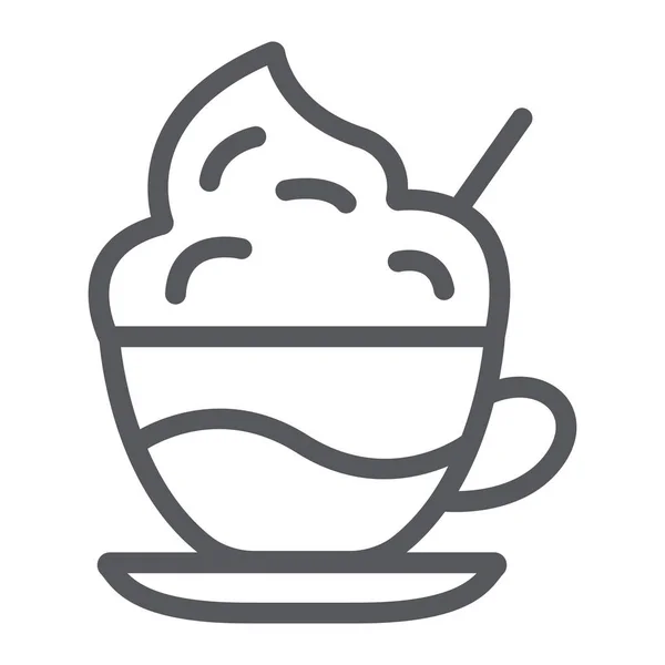 Café com ícone de linha de creme, café e xícara, café com sinal de espuma, gráficos vetoriais, um padrão linear em um fundo branco . —  Vetores de Stock