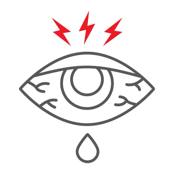 Eye sore thin line icon, body and injure, eye redness sign, vector graphics, a linear pattern on a white background. — Stock Vector