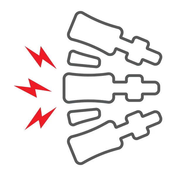 Wirbelsäule Schmerzgrenze Symbol, Körper und Schmerzen, Rückenschmerzen Zeichen, Vektorgrafik, ein lineares Muster auf weißem Hintergrund. — Stockvektor