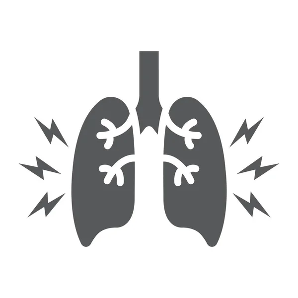 Dolore ai polmoni icona del glifo, corpo e dolore, segno di dolore ai polmoni, grafica vettoriale, un solido modello su sfondo bianco . — Vettoriale Stock