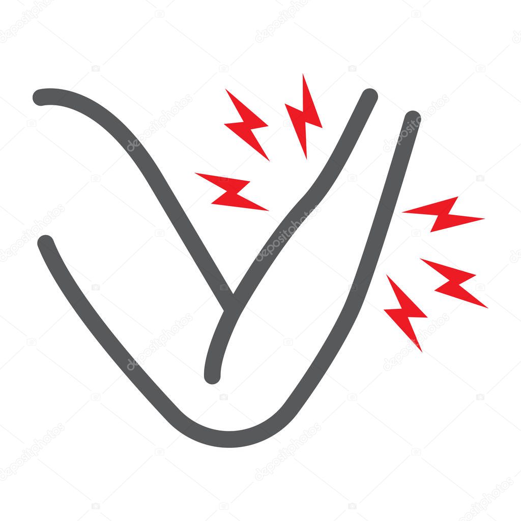 Arm ache line icon, body and pain, hand injury sign, vector graphics, a linear pattern on a white background, eps 10.