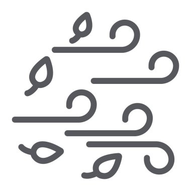 Rüzgar çizgisi simgesi, hava ve iklim, rüzgarlı işaret, vektör grafikleri, beyaz arkaplanda doğrusal desen.