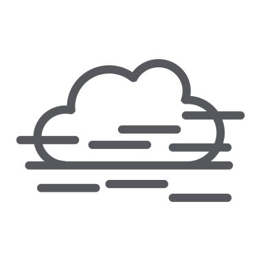 Sis çizgisi simgesi, hava durumu ve tahmini, nem işareti, vektör grafikleri, beyaz arka plan üzerinde doğrusal desen.