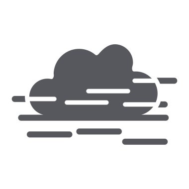 Sis glyph simgesi, hava durumu ve hava tahmini, nem işareti, vektör grafikleri, beyaz arka plan üzerinde sağlam bir desen.