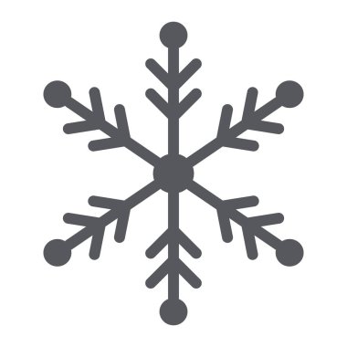 Kar tanesi glyph simgesi, hava ve iklim, kar işareti, vektör grafikleri, beyaz arka plan üzerinde sağlam bir desen.