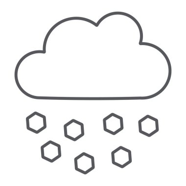 Dolu hattı simgesi, hava durumu ve meteoroloji, bulut işareti, vektör grafikleri, beyaz arka plan üzerinde doğrusal desen.