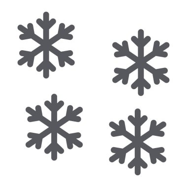 Kar tanesi glyph simgesi, kış ve tahmin, kar işareti, vektör grafikleri, beyaz arka plan üzerinde sağlam bir desen.
