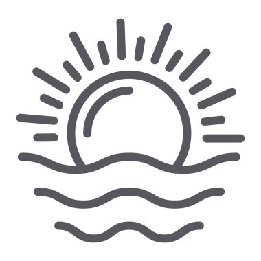 Şafak çizgisi simgesi, hava durumu ve güneş, gün doğumu işareti, vektör grafikleri, beyaz arka plan üzerinde doğrusal bir desen.