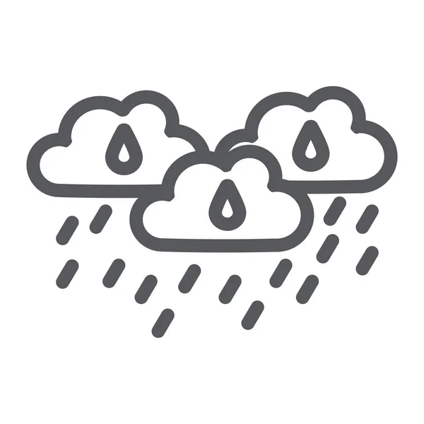 Icona della linea delle nuvole di pioggia, meteo e previsioni, cartello giorno piovoso, grafica vettoriale, un motivo lineare su sfondo bianco . — Vettoriale Stock