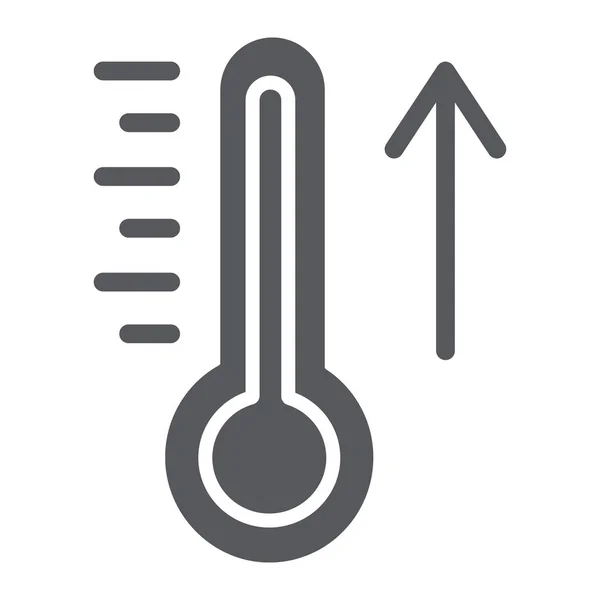 温度グリフアイコン、天候と気候、温度計記号、ベクトルグラフィックス、白い背景に固体パターンを上げる. — ストックベクタ