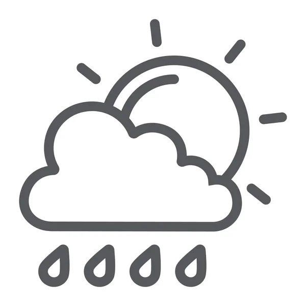 Icona della linea del sole e della pioggia, meteo e previsioni, segno nuvoloso e solare, grafica vettoriale, un motivo lineare su sfondo bianco . — Vettoriale Stock