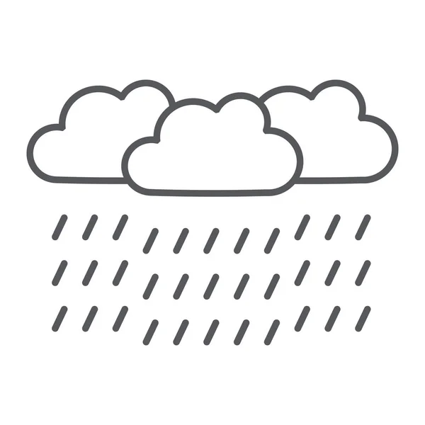 Pioggia pesante sottile icona linea, meteo e meteorologia, segno raincloud, grafica vettoriale, un modello lineare su uno sfondo bianco . — Vettoriale Stock