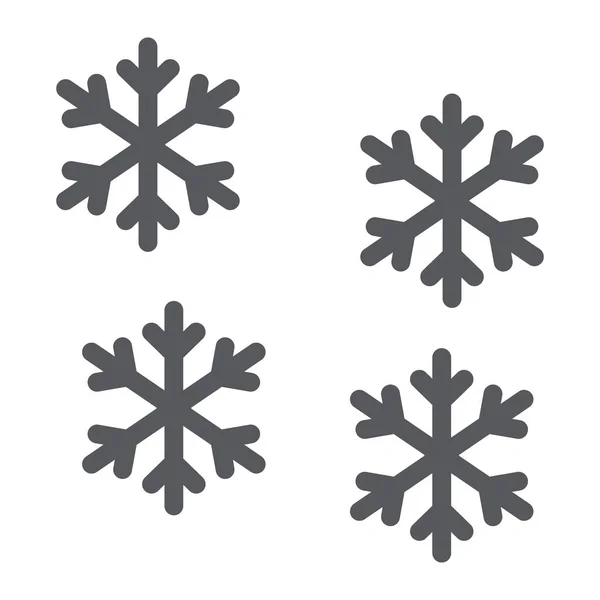 雪片グリフアイコン、冬と予報、雪のサイン、ベクトルグラフィックス、白い背景に固体パターン. — ストックベクタ