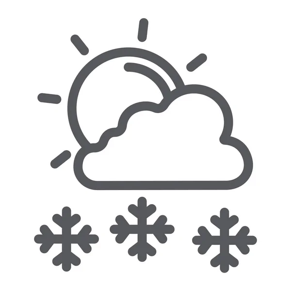 Cascata di neve in sole giorno linea icona, meteo e previsioni, sole e neve segno, grafica vettoriale, un modello lineare su uno sfondo bianco . — Vettoriale Stock