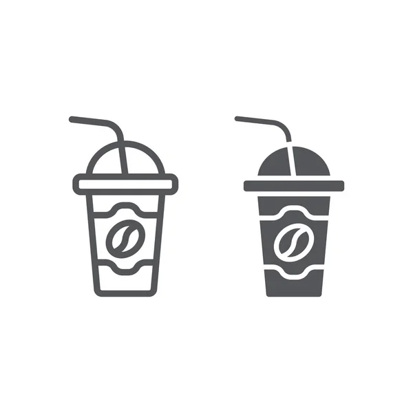 Latte to go line and glyph icon, кава та напої, знак чашки кави, векторна графіка, лінійний візерунок на білому тлі . — стоковий вектор