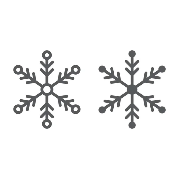 Hópehely vonal és karakterjel ikon, időjárás és az éghajlat, hó jel, vektorgrafikus, lineáris minta fehér alapon. — Stock Vector