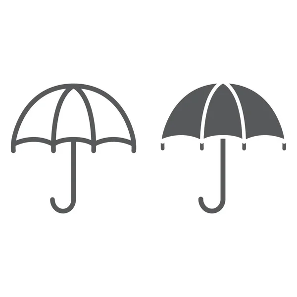 Ligne de parapluie et icône de glyphe, météo et protection, signe parasol, graphiques vectoriels, un motif linéaire sur un fond blanc . — Image vectorielle