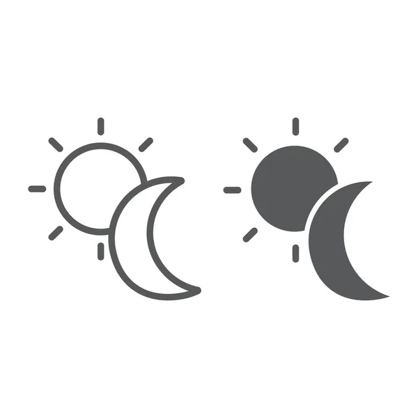 Sun and moon line and glyph icon, weather and nature, day and night sign, vector graphics, a linear pattern on a white background.