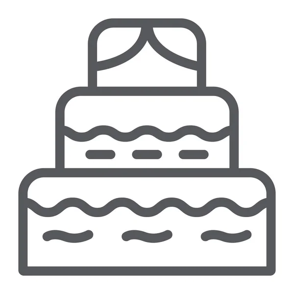 Ícone de linha de bolo, comida e doces, sinal de sobremesa, gráficos vetoriais, um padrão linear em um fundo branco . —  Vetores de Stock