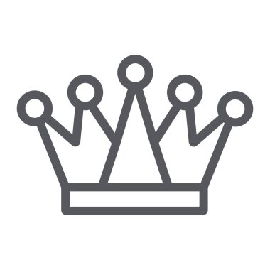 Taç çizgisi simgesi, kraliyet ailesi ve lideri, kraliyet işareti, vektör grafikleri, beyaz arka plan üzerinde doğrusal desen.