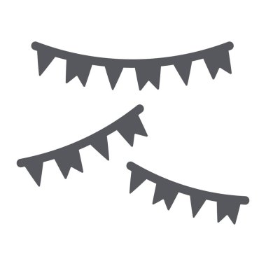 Garlands glyph simgesi, parti ve dekorasyon, şenlikli dekor işareti, vektör grafik, beyaz bir arka plan üzerinde sağlam bir desen.