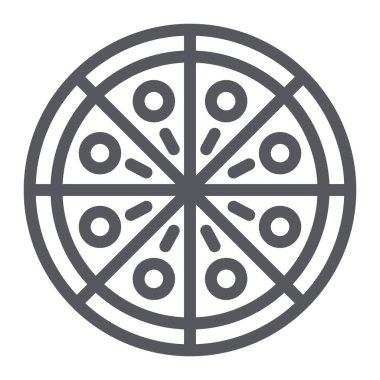 Pizza hattı simgesi, parti ve yemek, fast food işareti, vektör grafikleri, beyaz arka plan üzerinde doğrusal bir desen.