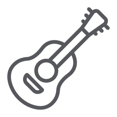 Gitar hattı simgesi, ses ve müzik, müzik aleti işareti, vektör grafikleri, beyaz arka planda doğrusal bir desen.