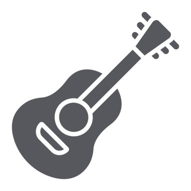 Gitar glyph simgesi, ses ve müzik, müzik aleti işareti, vektör grafik, beyaz bir arka plan üzerinde sağlam bir desen.