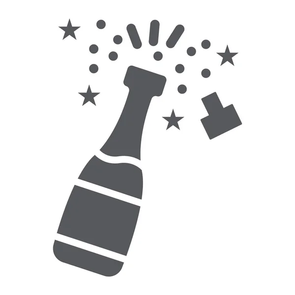 Ícone de glifo de champanhe, álcool e torrada, sinal de garrafa, gráficos vetoriais, um padrão sólido em um fundo branco . — Vetor de Stock