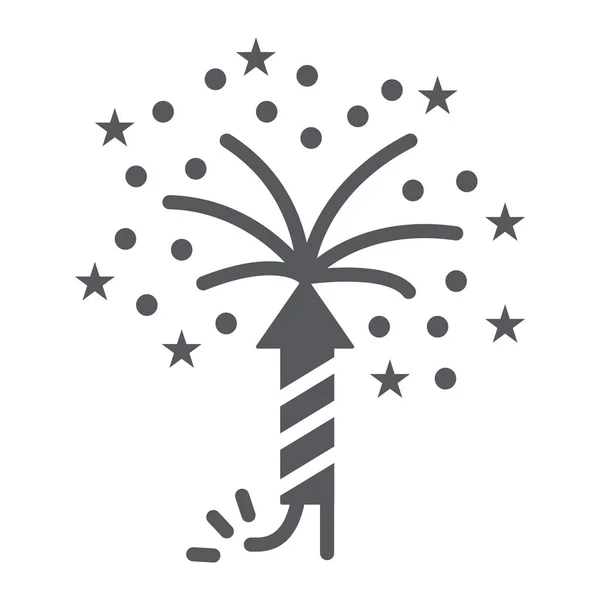 Ikona s glyfem Firework, strana a festival, znak ohňostroj, vektorová grafika, pevný vzorek na bílém pozadí. — Stockový vektor