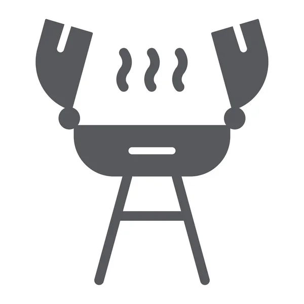 Icono del glifo de la parrilla, fuego y cocina, signo de barbacoa, gráficos vectoriales, un patrón sólido sobre un fondo blanco . — Vector de stock