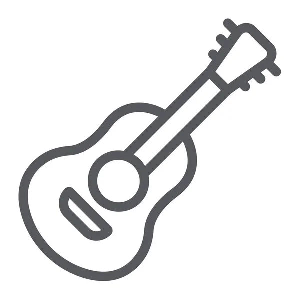 Icono de línea de guitarra, sonido y música, signo de instrumento musical, gráficos vectoriales, un patrón lineal sobre un fondo blanco . — Vector de stock