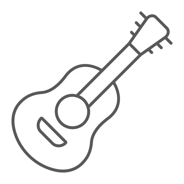 Guitarra icono de línea delgada, sonido y música, signo de instrumento musical, gráficos vectoriales, un patrón lineal sobre un fondo blanco . — Vector de stock