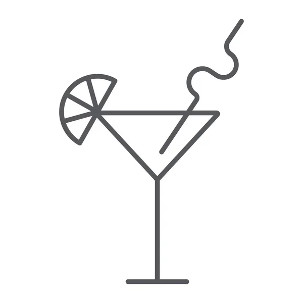 鸡尾酒细线图标，酒吧和派对，饮料标志，矢量图形，白色背景上的线性图案. — 图库矢量图片